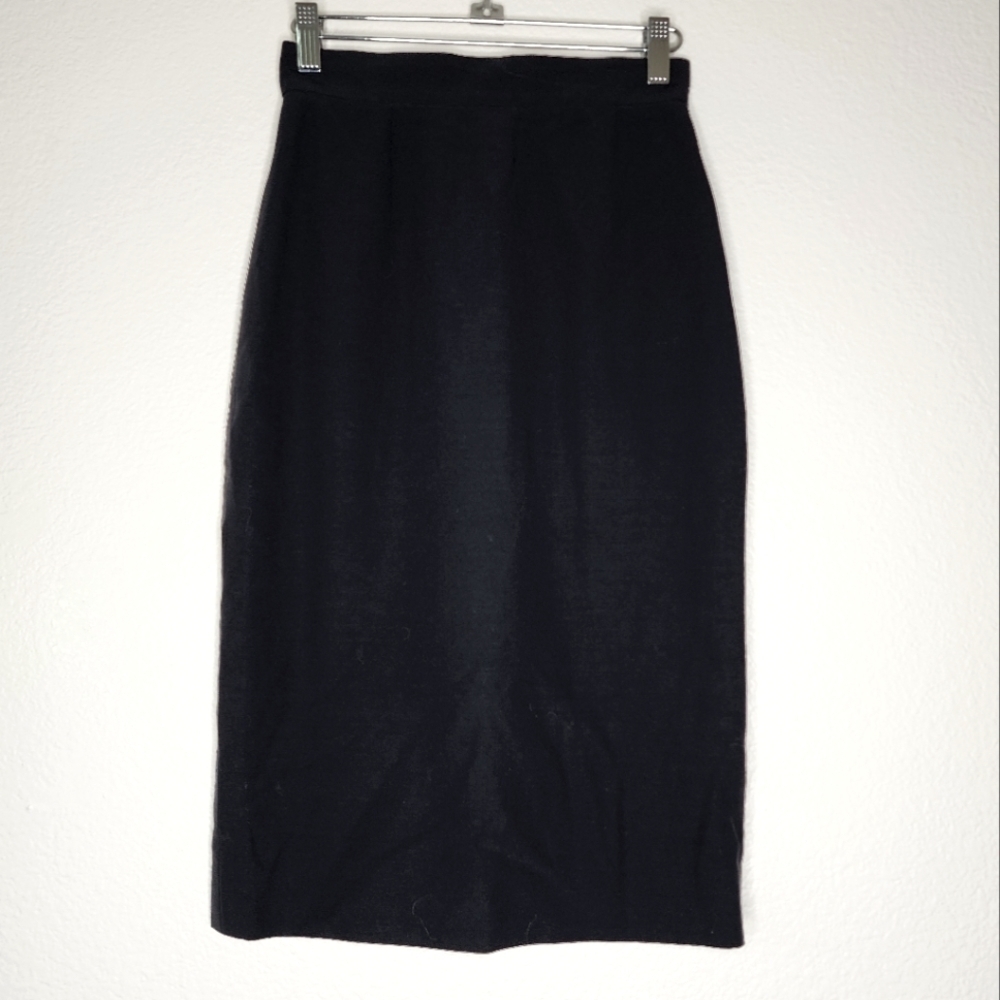 Christian Dior Boutique Black Silk Midi Skirt 36